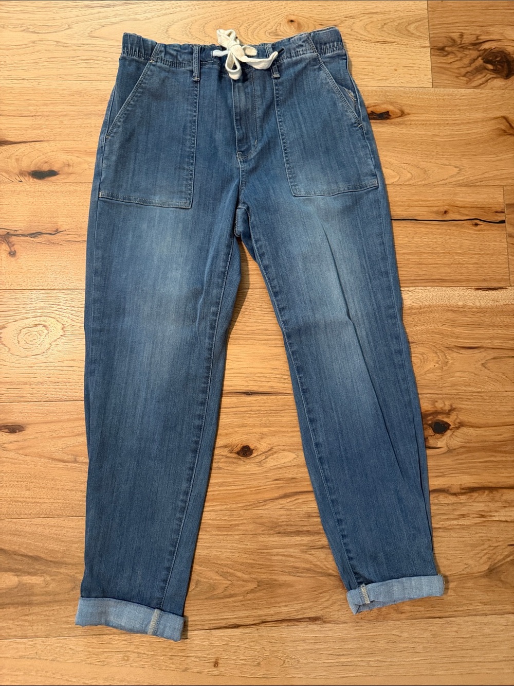 Judy Blue Light Blue Drawstring Boyfriend Jeans Size 28